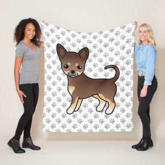 Chocolate And Tan Smooth Coat Chihuahua Dog &amp; Paws Fleece Blanket