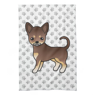 Chocolate And Tan Smooth Coat Chihuahua Dog &amp; Paws Kitchen Towel