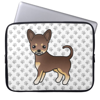 Chocolate And Tan Smooth Coat Chihuahua Dog &amp; Paws Laptop Sleeve