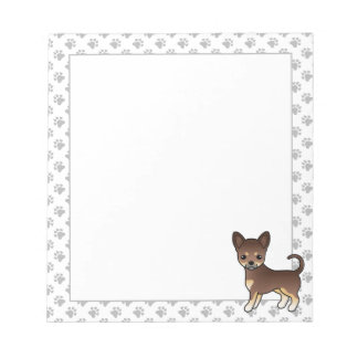 Chocolate And Tan Smooth Coat Chihuahua Dog &amp; Paws Notepad