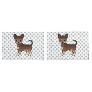Chocolate And Tan Smooth Coat Chihuahua Dog & Paws Pillow Case