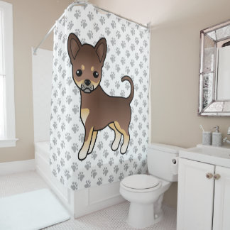 Chocolate And Tan Smooth Coat Chihuahua Dog &amp; Paws Shower Curtain
