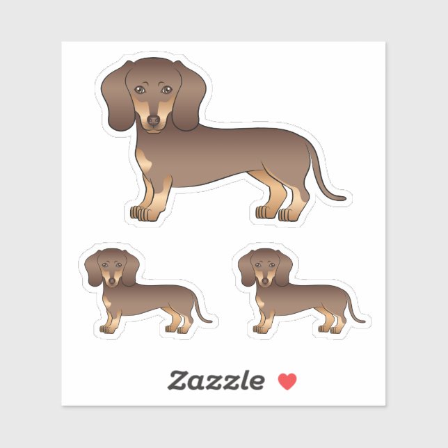 Chocolate And Tan Smooth Coat Dachshund Cute Dog Sticker (Sheet)