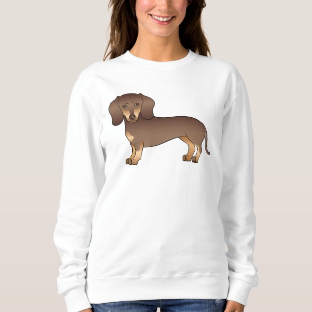 Chocolate And Tan Smooth Coat Dachshund Dog Design Sweatshirt (Front)