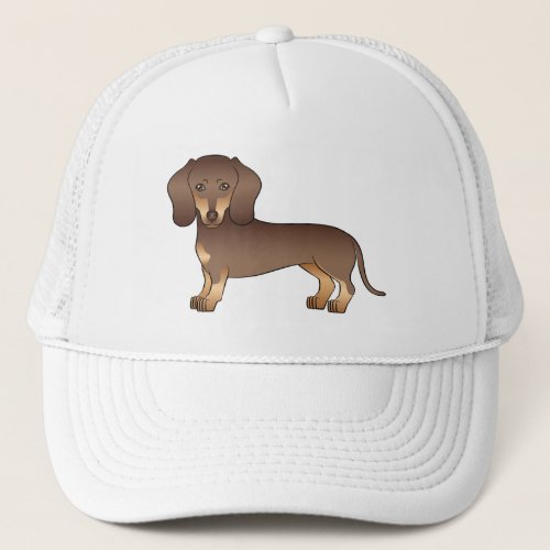 Chocolate And Tan Smooth Coat Dachshund Dog Design Trucker Hat