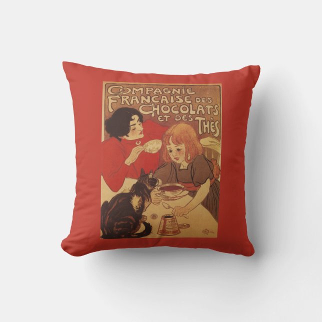 Chocolate and Tea Co Mother and Daughter Throw Pillow (Front)