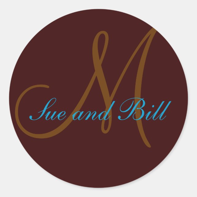 Chocolate and Teal First Names Monogram Seal (Front)