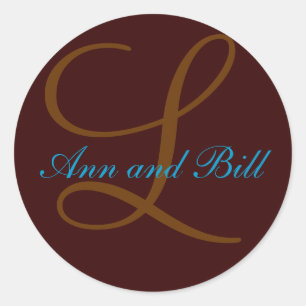 Chocolate and Teal Monogram Wedding Invitaion Seal