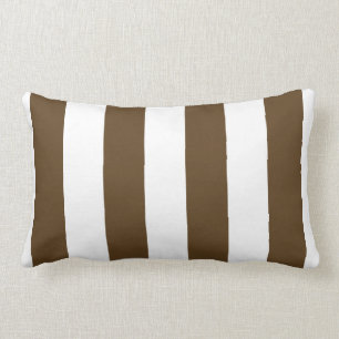 Chocolate and White Bold Vertical Stripes Lumbar Pillow