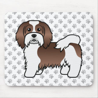 Chocolate And White Havanese Cute Cartoon Dog Mouse Pad