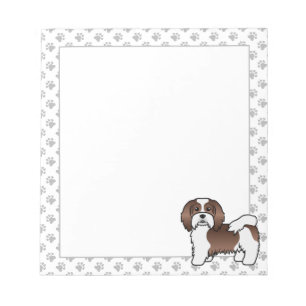 Chocolate And White Havanese Cute Cartoon Dog Notepad