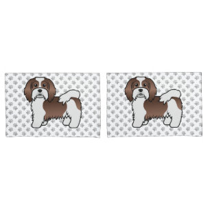 Chocolate And White Havanese Cute Cartoon Dog Pillow Case