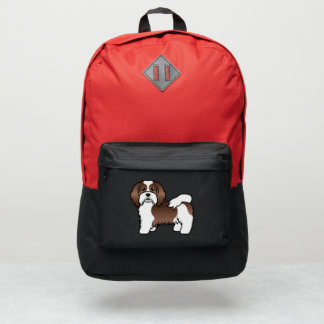 Chocolate And White Havanese Cute Cartoon Dog Port Authority® Backpack