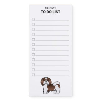 Chocolate And White Havanese Cute Dog To Do List Magnetic Notepad