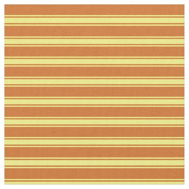 Chocolate and Yellow Colored Lines Pattern Fabric (Close Up)