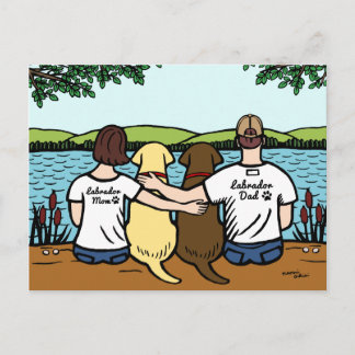 Chocolate and Yellow Labradors Parents Postcard