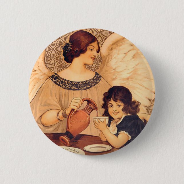 Chocolate Angel French Antique Button (Front)