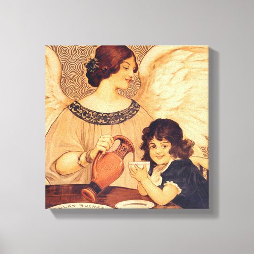 Chocolate Angel French Antique Canvas Print