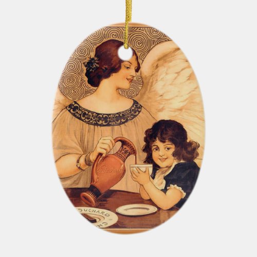 Chocolate Angel French Antique Ceramic Ornament