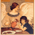 Chocolate Angel French Antique Cutout<br><div class="desc">Hot Chocolate Angel Antique Illustration - This beautiful angel is pouring the best chocolate candy for a vintage girl. The image is antique advertising for French Chocolate. An old-fashioned angel pouring wonderful chocolate for a child. This is the perfect gift for a vintage chocolate lover, whether the chocolate is in...</div>
