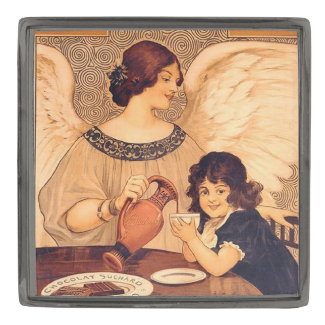 Chocolate Angel French Antique Gunmetal Finish Lapel Pin (Front)