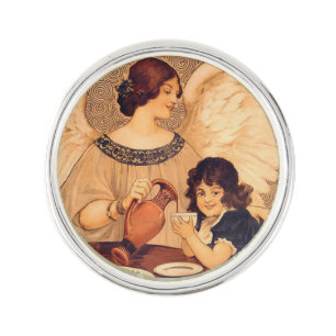 Chocolate Angel French Antique Lapel Pin