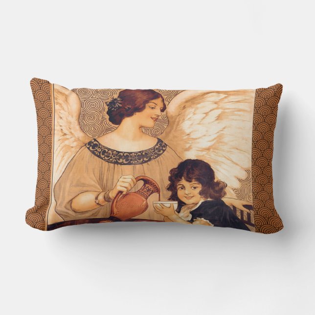 Chocolate Angel French Antique Lumbar Pillow (Front)