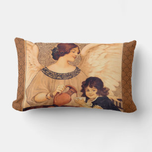 Chocolate Angel French Antique Lumbar Pillow