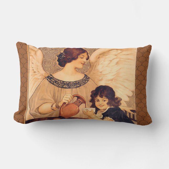 Chocolate Angel French Antique Lumbar Pillow (Front)