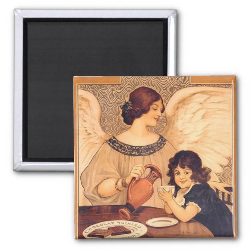 Chocolate Angel French Antique Magnet