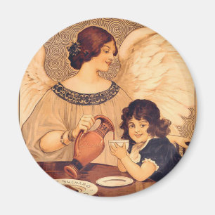 Chocolate Angel French Antique Magnet