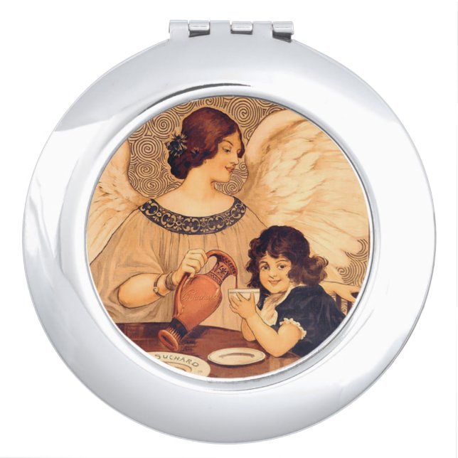 Chocolate Angel French Antique Makeup Mirror (Front)