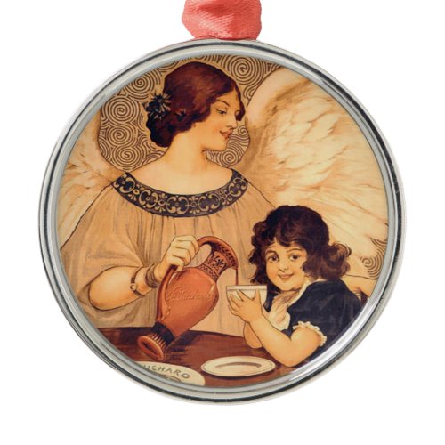 Chocolate Angel French Antique Metal Ornament
