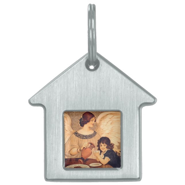 Chocolate Angel French Antique Pet Name Tag (Front)