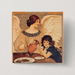 Chocolate Angel French Antique Pinback Button