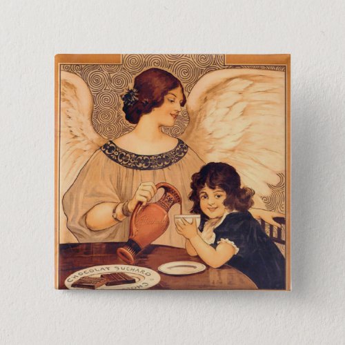 Chocolate Angel French Antique Pinback Button
