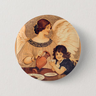 Chocolate Angel French Antique Pinback Button