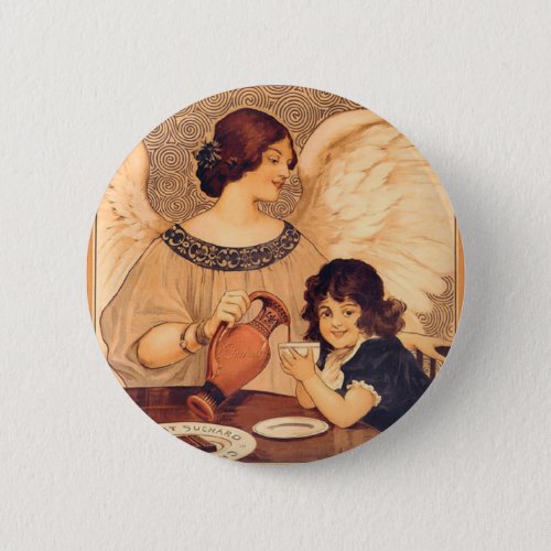 Chocolate Angel French Antique Pinback Button