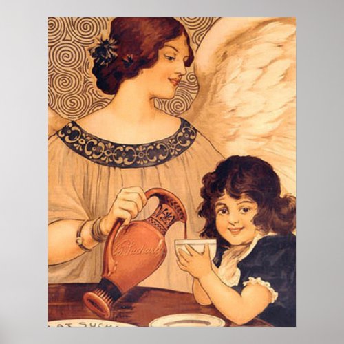 Chocolate Angel French Antique Poster
