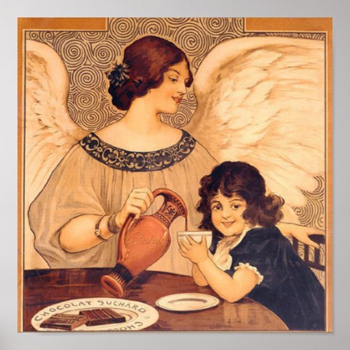 Chocolate Angel French Antique Poster