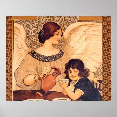 Chocolate Angel French Antique Poster