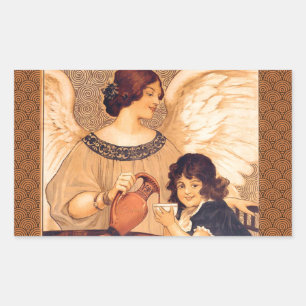 Chocolate Angel French Antique Rectangular Sticker