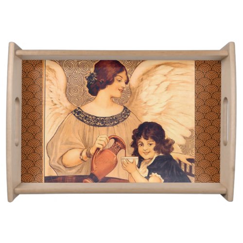 Chocolate Angel French Antique Serving Tray