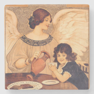 Chocolate Angel French Antique Stone Coaster