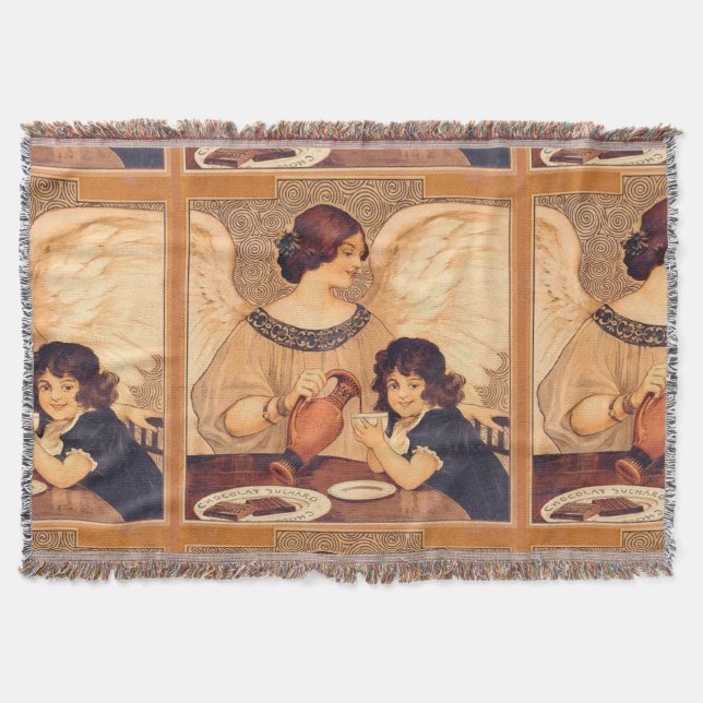 Chocolate Angel French Antique Throw Blanket (Front)
