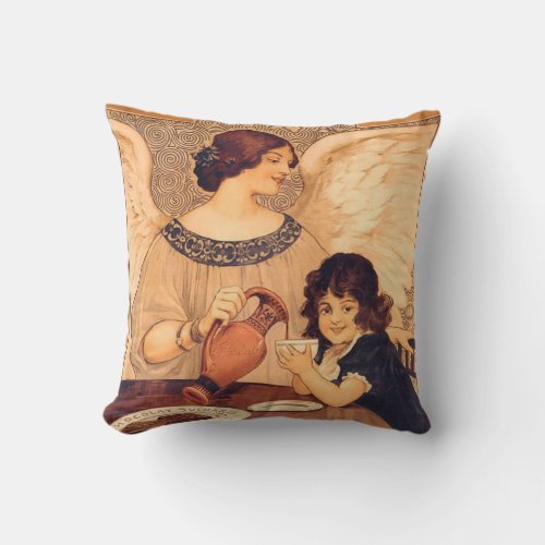 Chocolate Angel French Antique Throw Pillow