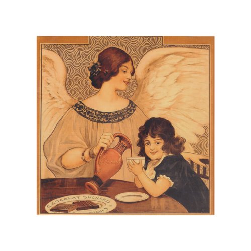 Chocolate Angel French Antique Wood Wall Decor