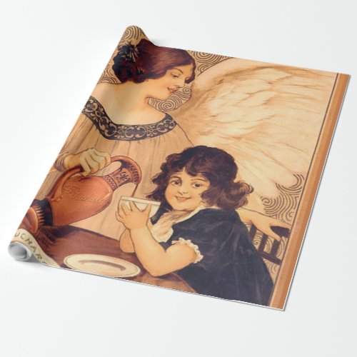 Chocolate Angel French Antique Wrapping Paper