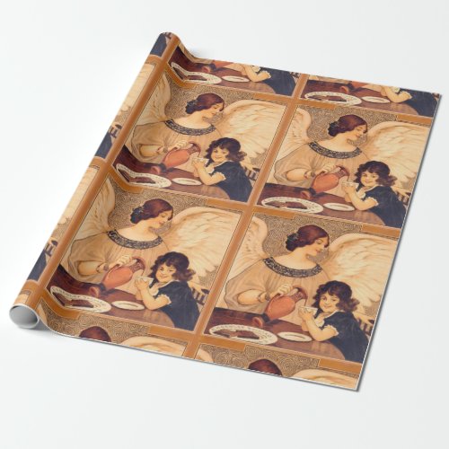 Chocolate Angel French Antique Wrapping Paper