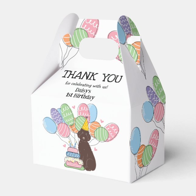 Chocolate Aussiedoodle Dog Birthday Thank You  Favor Boxes (Front Side)